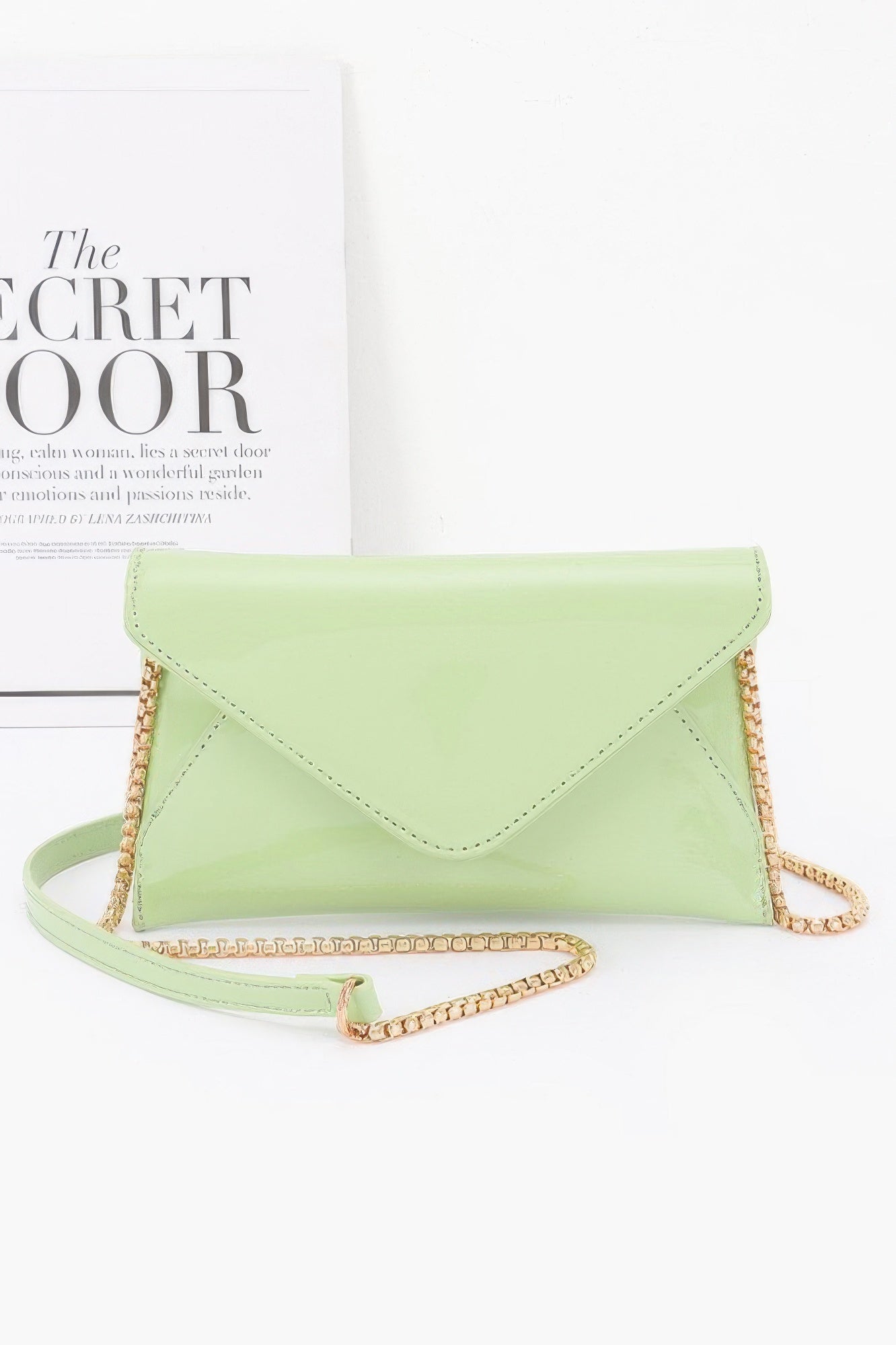 Enamel Envelope Clutch