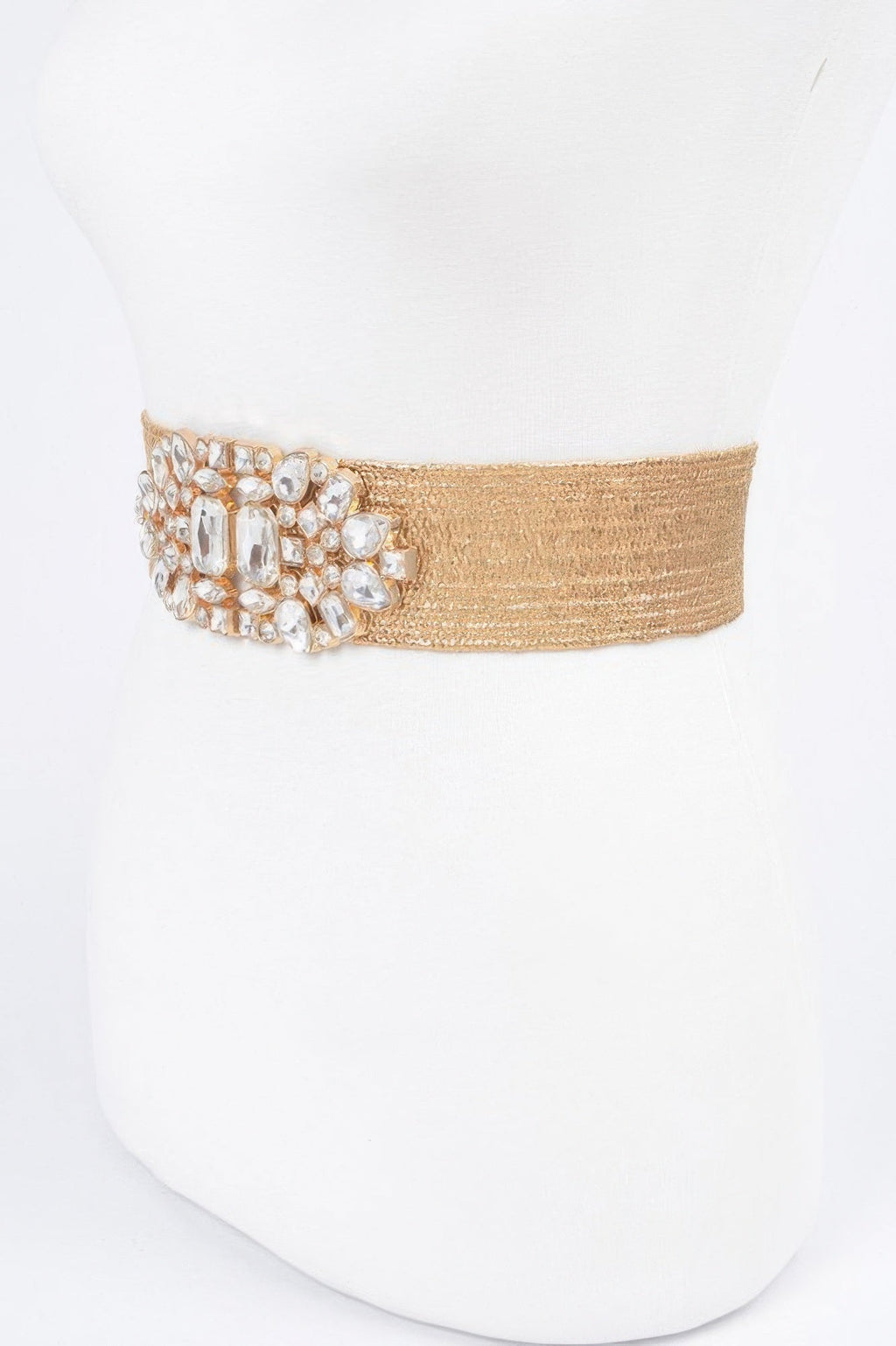 Multi Stone Metallic Straw Stretch Plus Size Belt