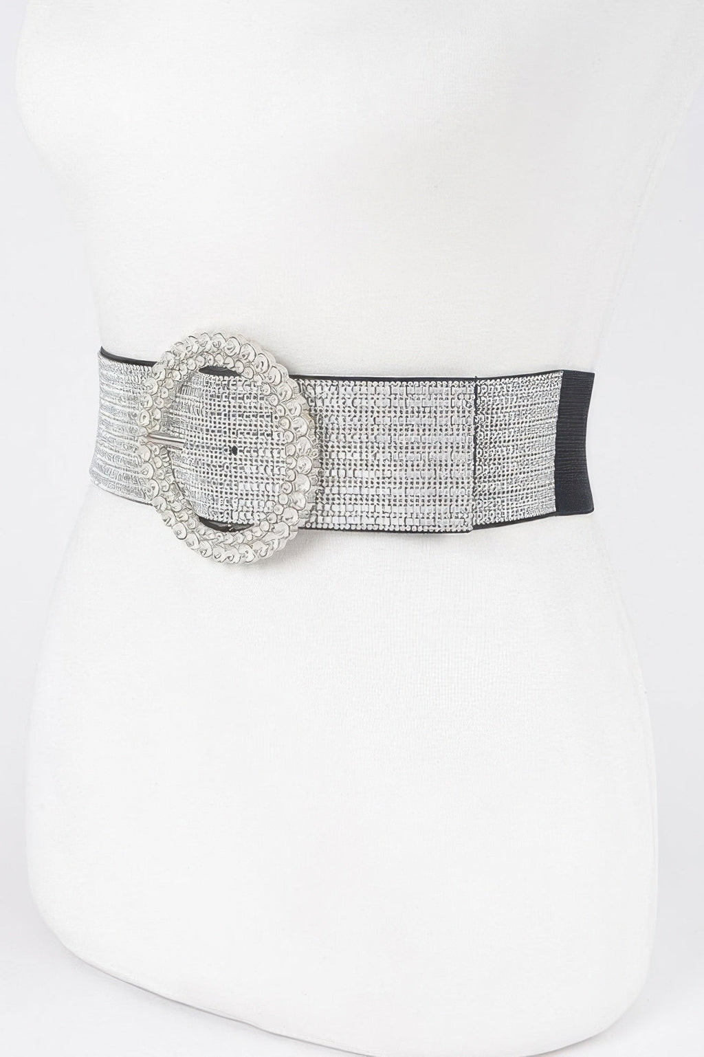 Rhinestone Buckle Plus Size Elastic Belt