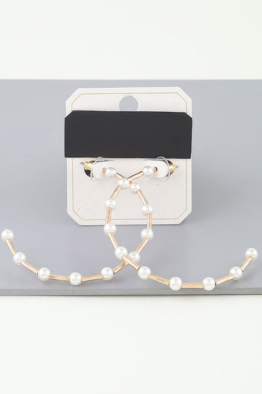 Twisted Pearl Open Hoop Earrings