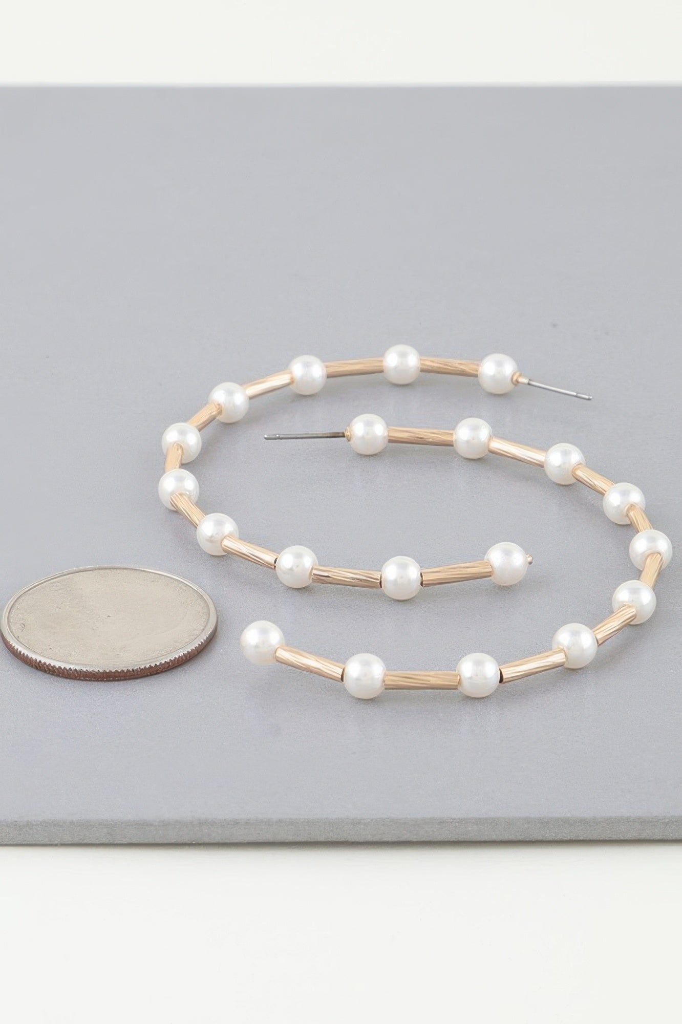 Twisted Pearl Open Hoop Earrings