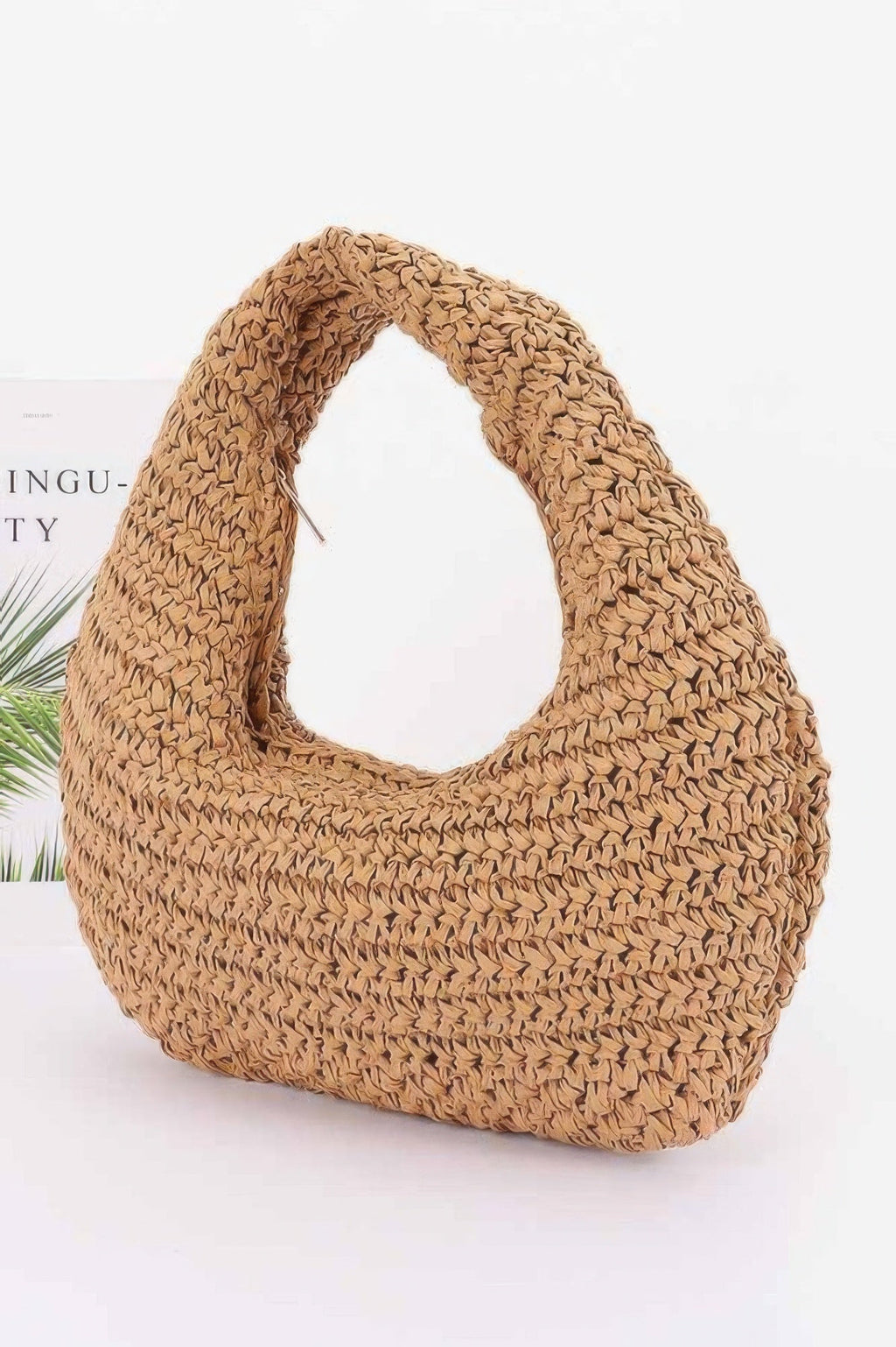 Faux Straw Braided Bindle Bag