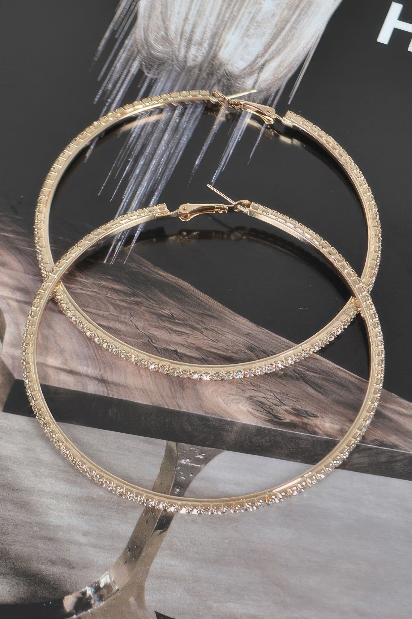 8cm Double Rhinestone Hoop Earrings