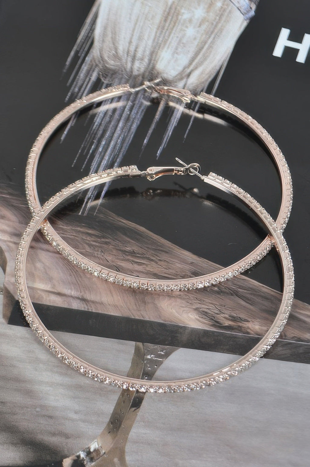 8cm Double Rhinestone Hoop Earrings