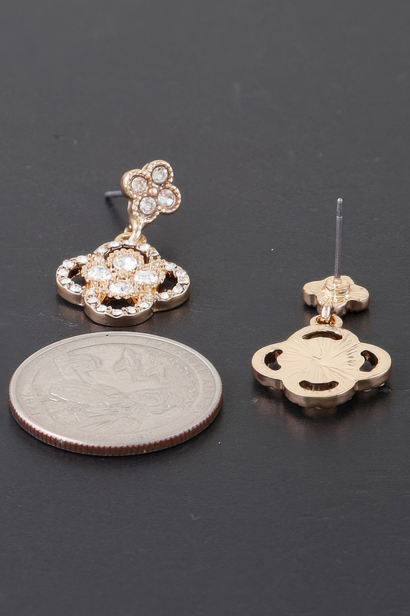 Quadra Rhinestone Clover Drop Earrings
