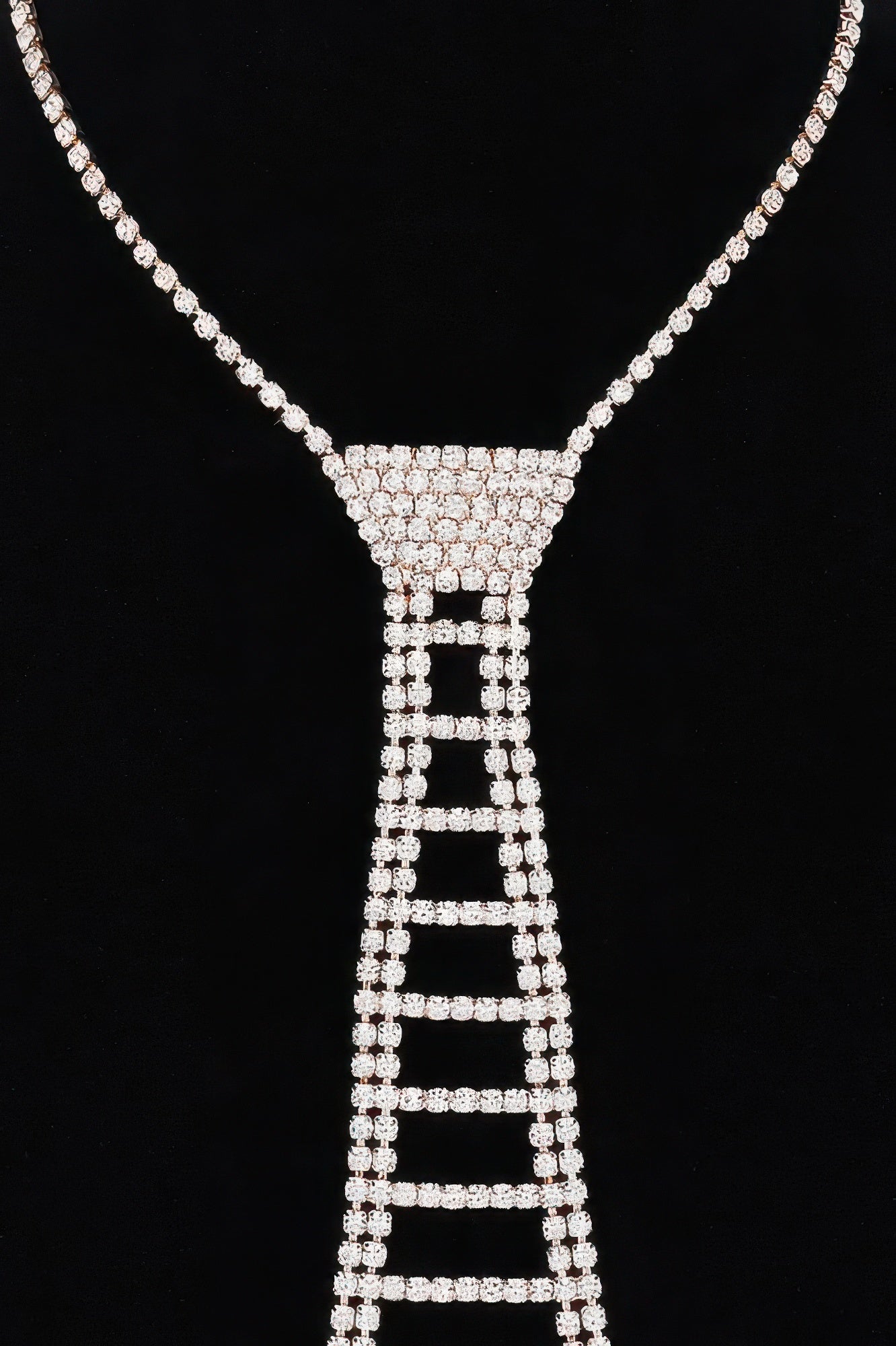 Rhinestone Necktie Necklace
