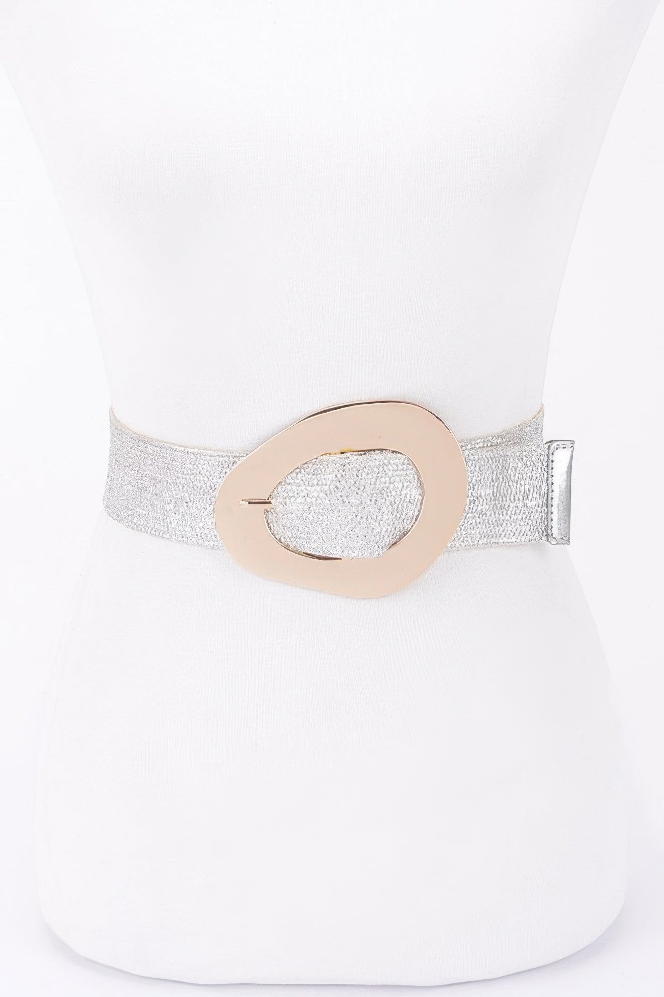 Vintage Buckle Metallic Stretch Straw Plussizebelt
