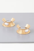 Flared Pearl Teardrop Hoop Earrings