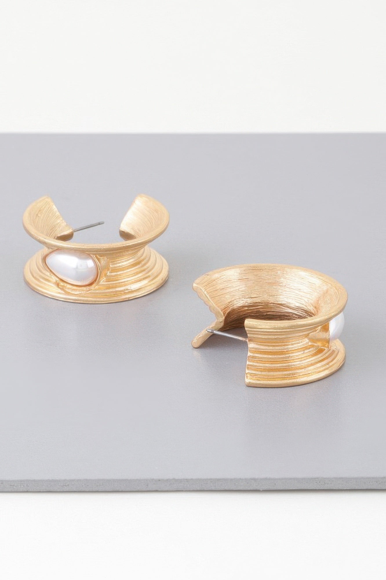 Flared Pearl Teardrop Hoop Earrings