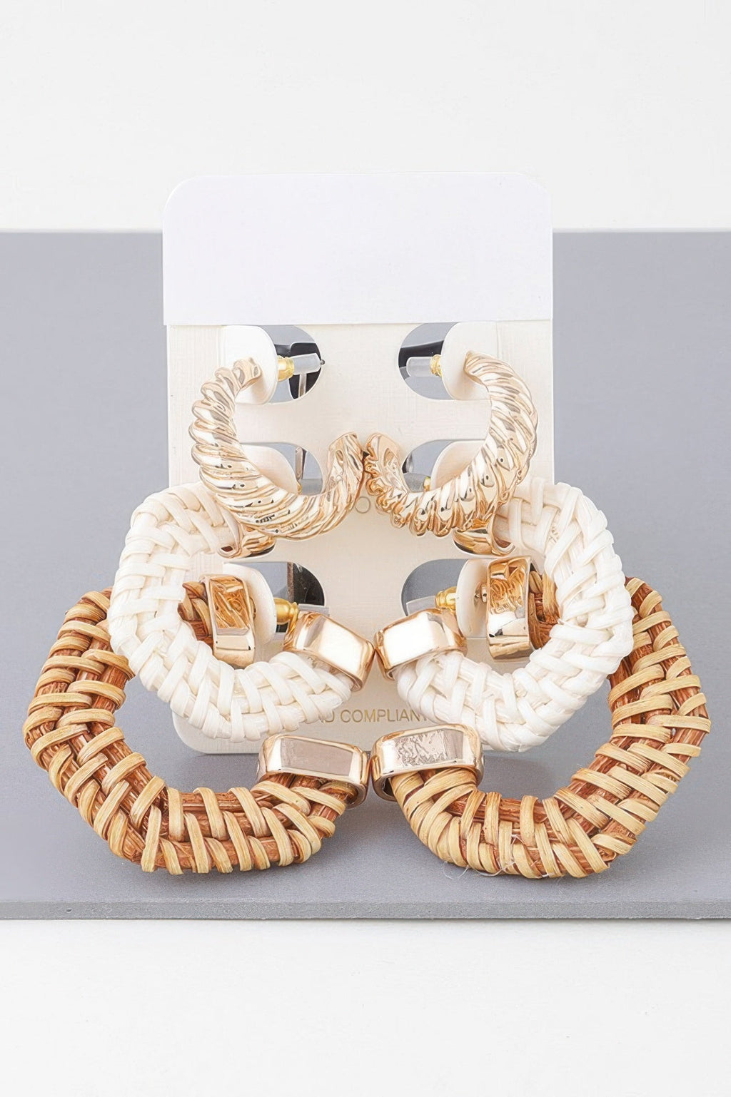 Multi Geometric Weaved Hoop Earrings Set