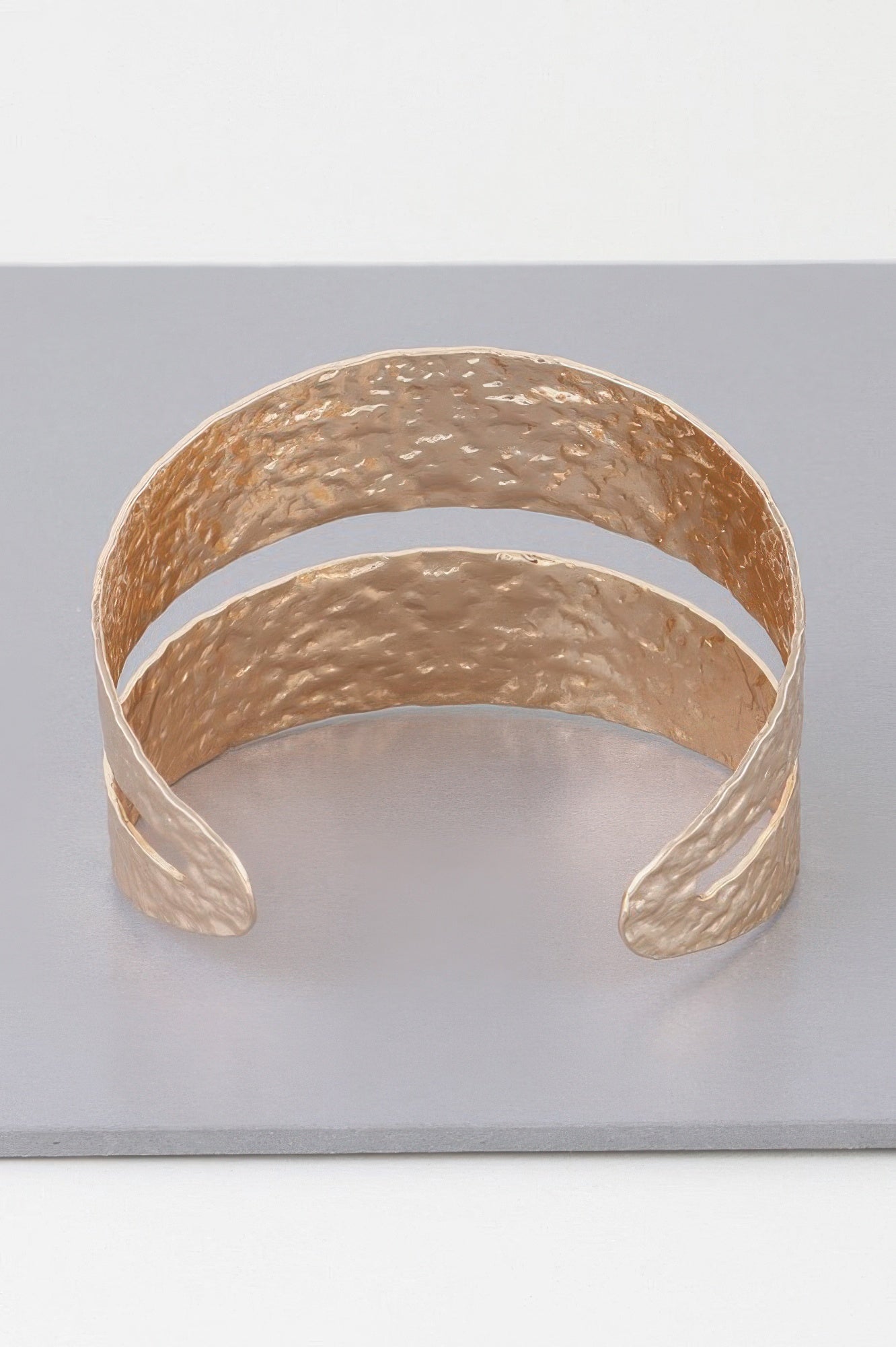 Hammered Double Wrap Cuff Bracelet