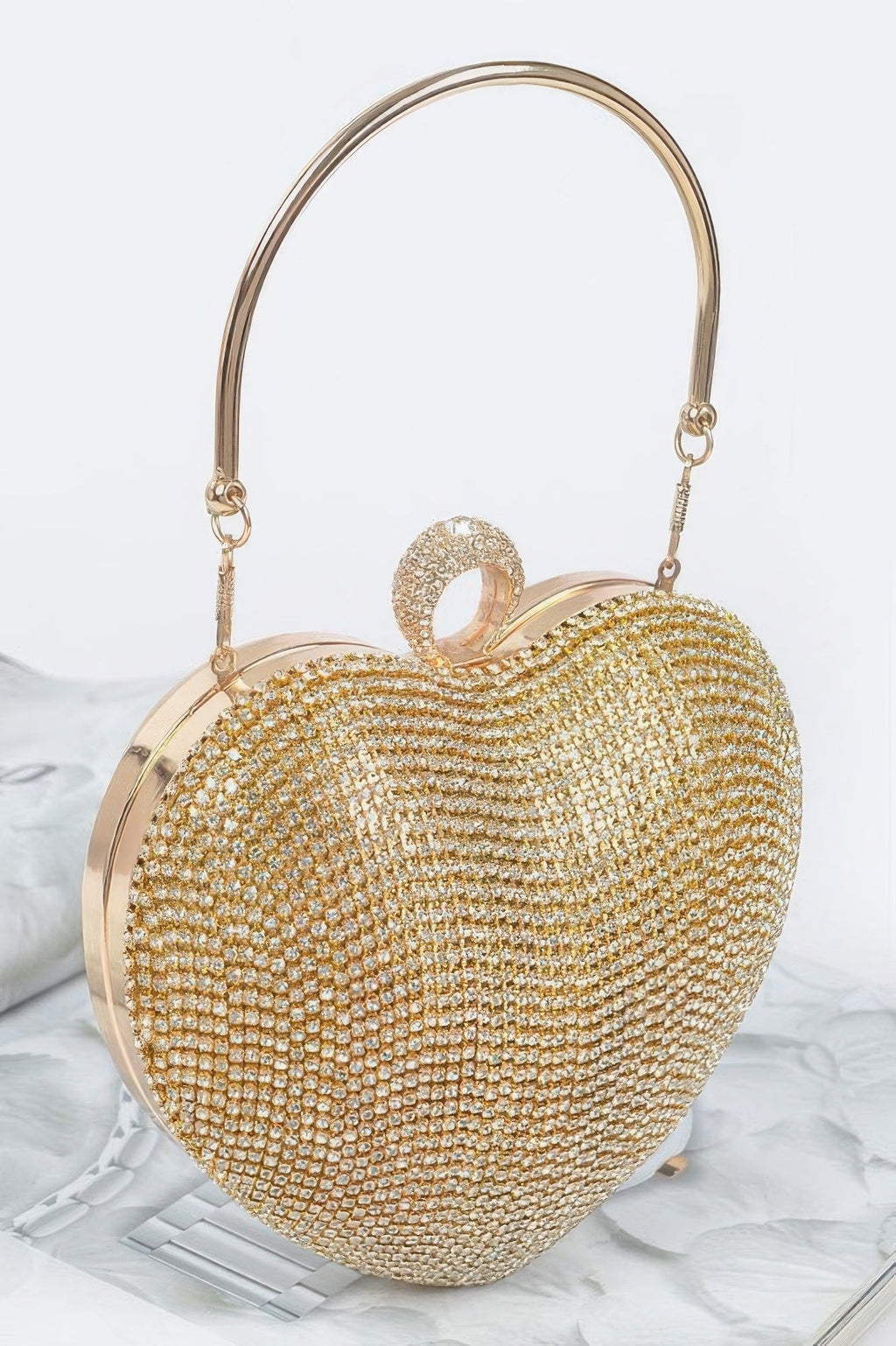 Rhinestone Heart Shape Party Clutch