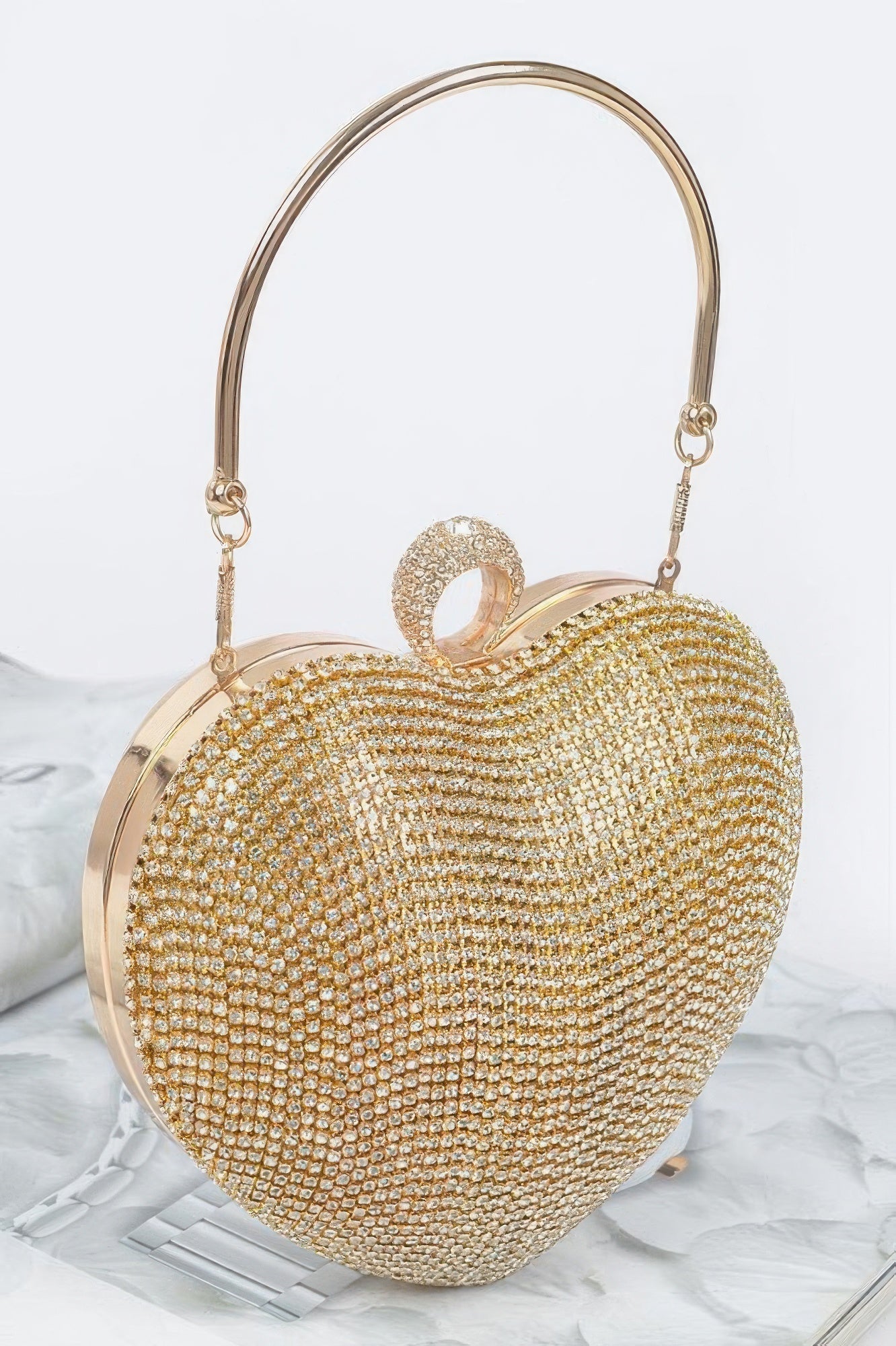 Rhinestone Heart Shape Party Clutch