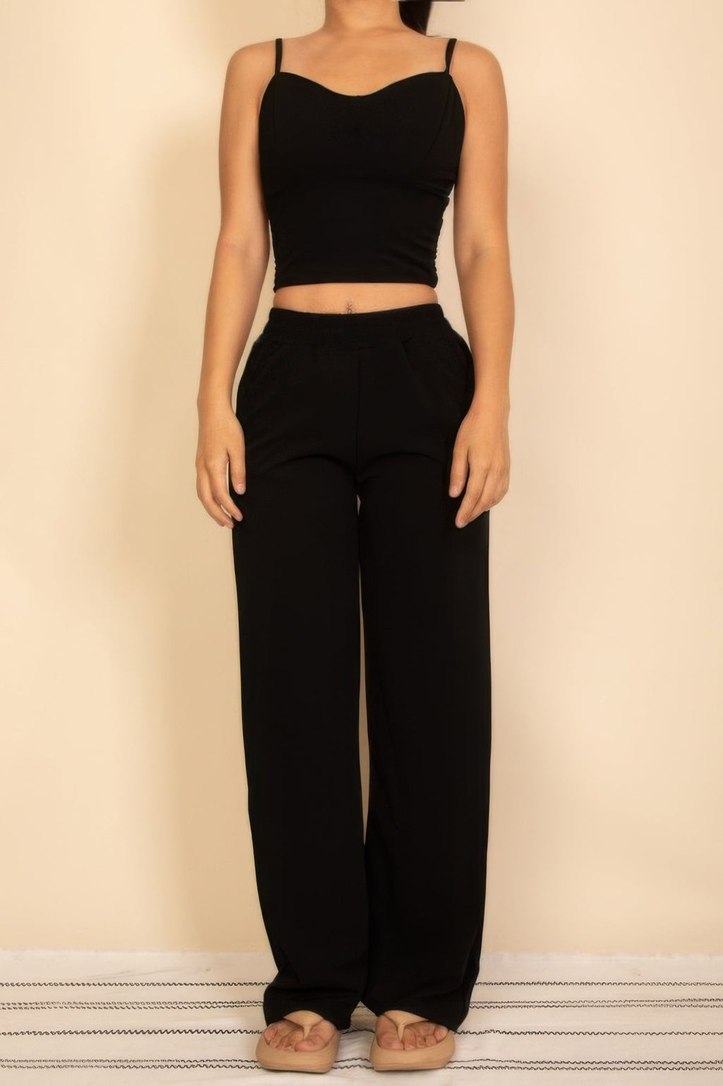 Spaghetti Strap Bralette Top & Wide Leg Pants Set