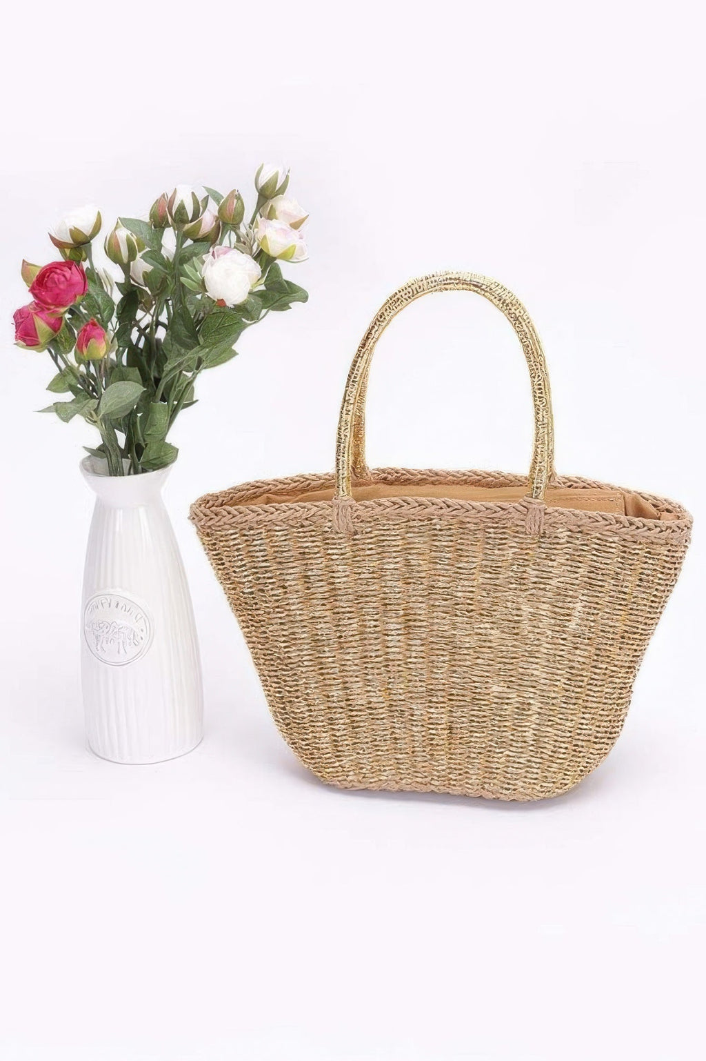 Faux Straw Sunshine Tote
