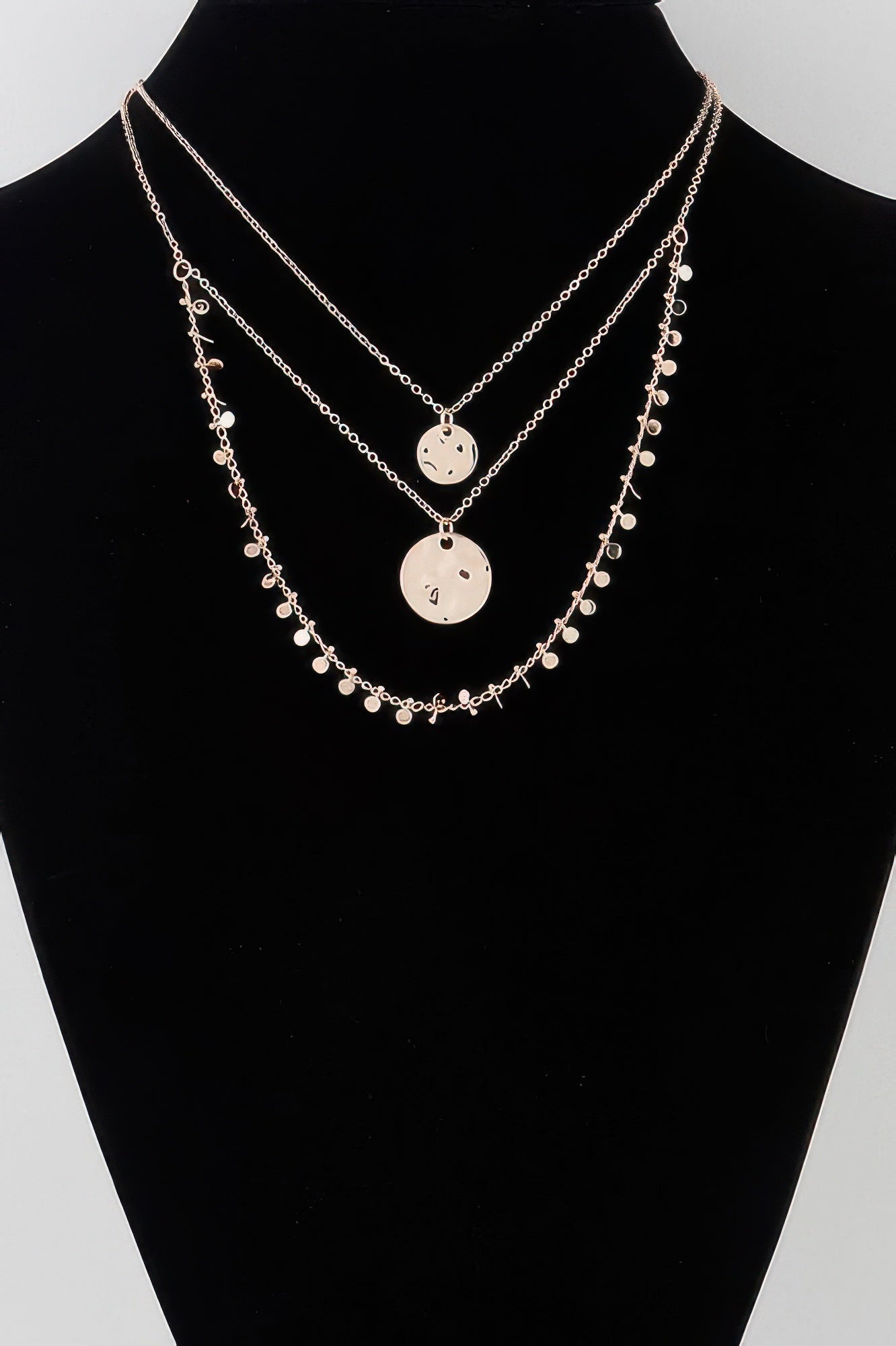 Triple Disc Charm Chain Necklace