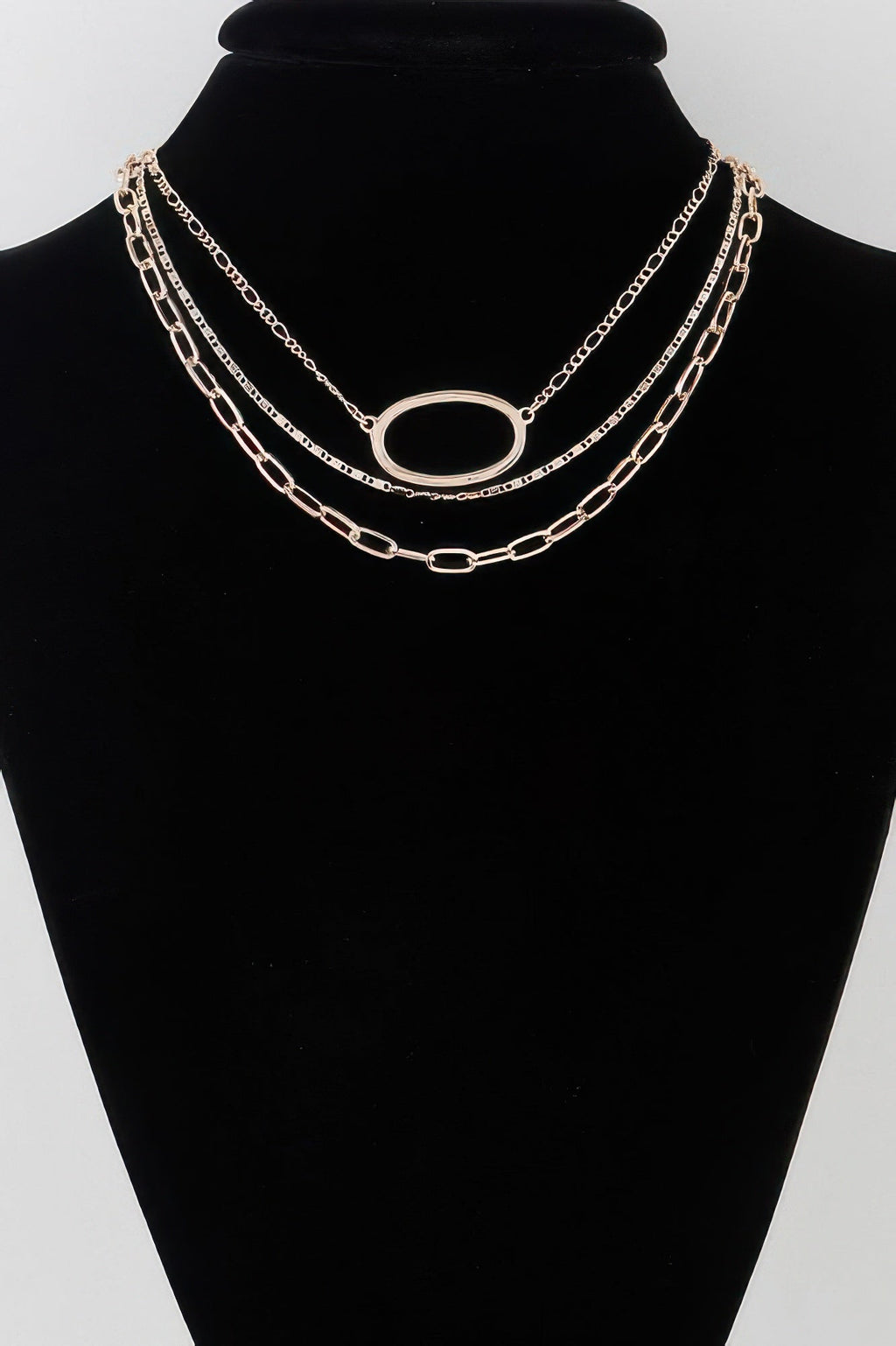 Triple Open Oval Chain Necklace