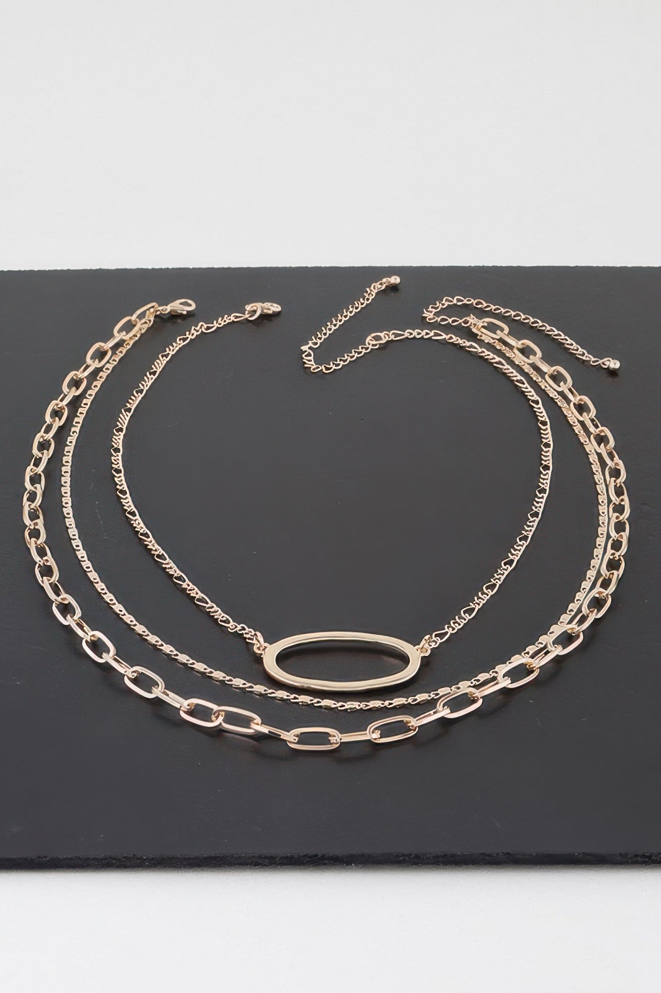 Triple Open Oval Chain Necklace