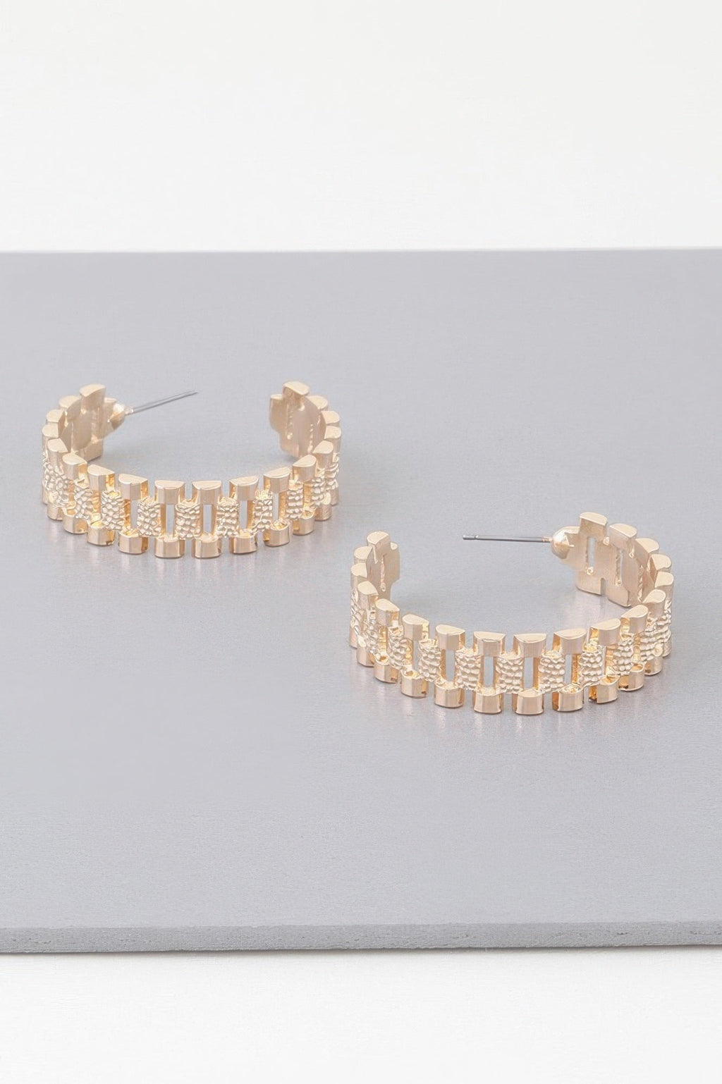Triple Box Chain Hoop Earrings