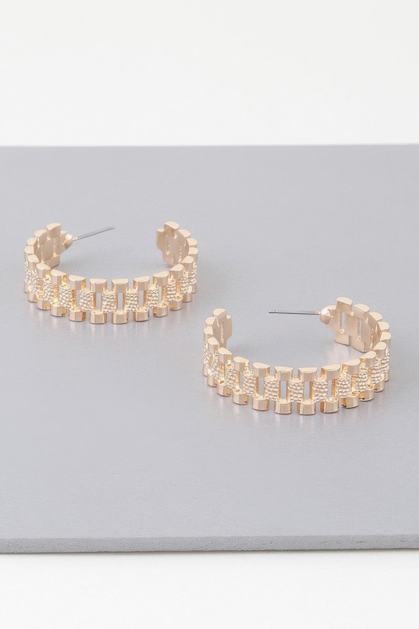 Triple Box Chain Hoop Earrings