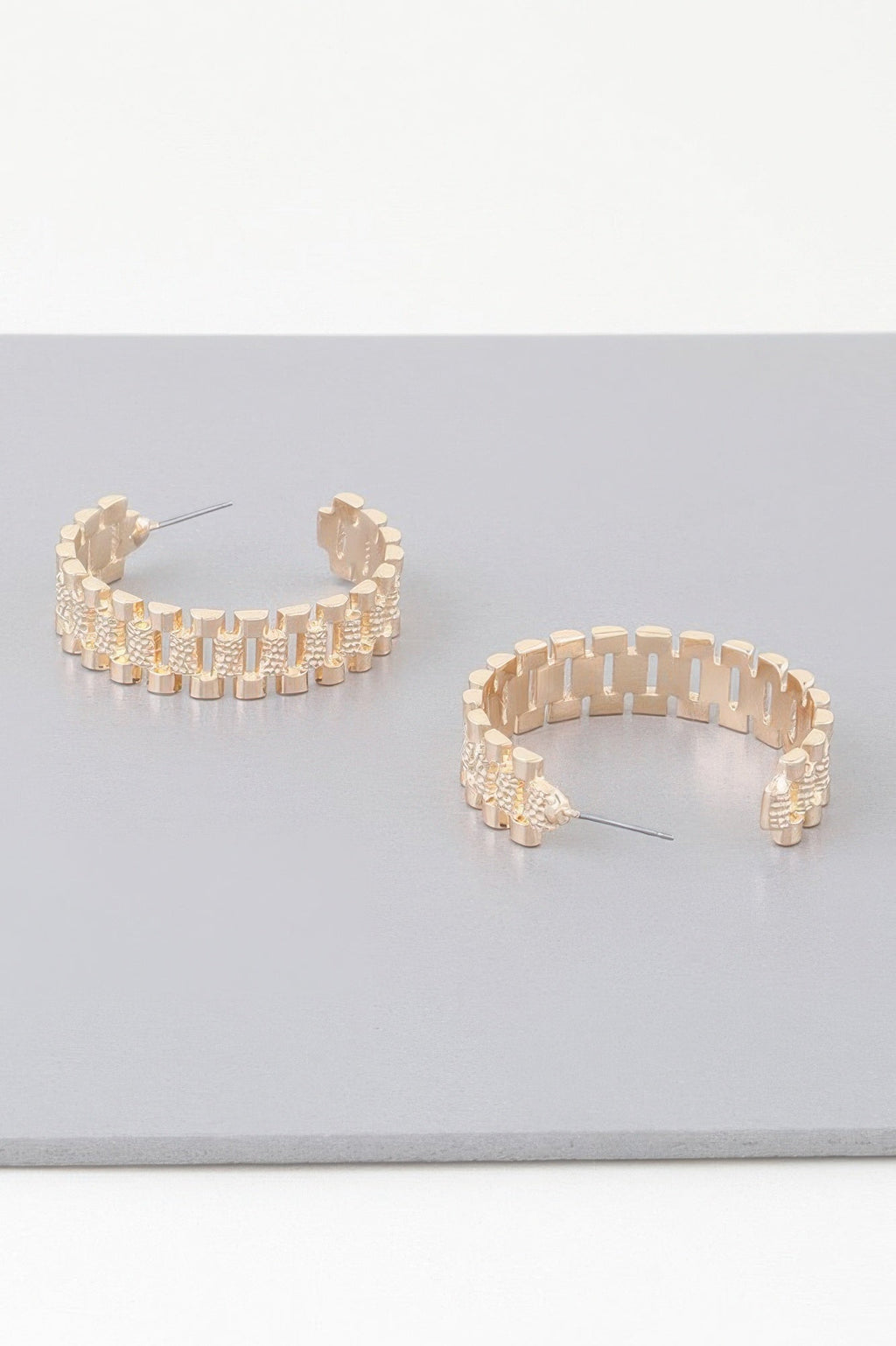 Triple Box Chain Hoop Earrings
