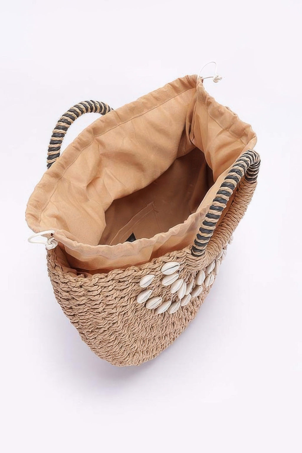 Faux Straw Handmade Shell Embellished Bag