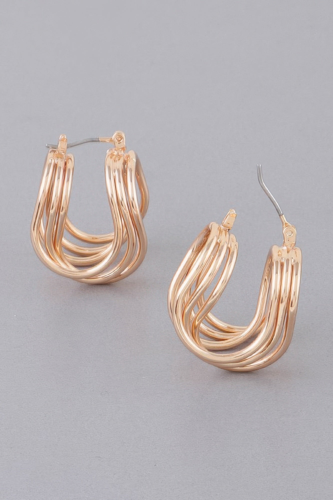 Triple Shiny Wire Wrap Around Hoop Earrings