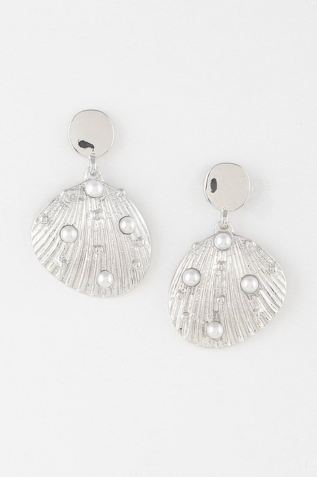 Pearled Clam Shell Earrings