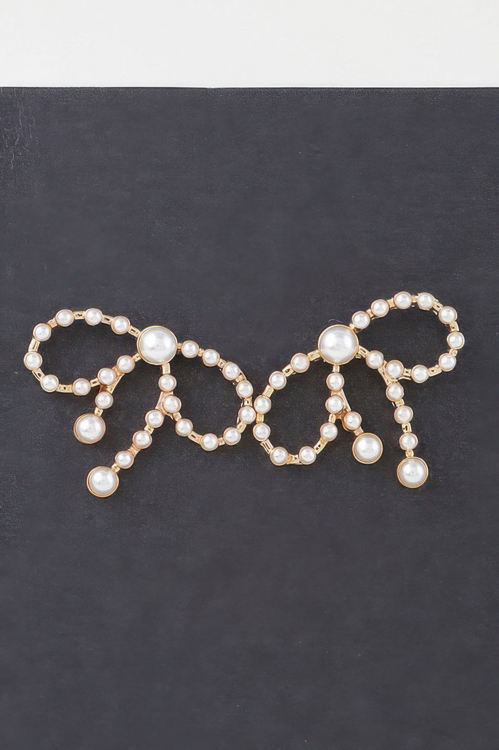 Pearled Ribbon Stud Earrings