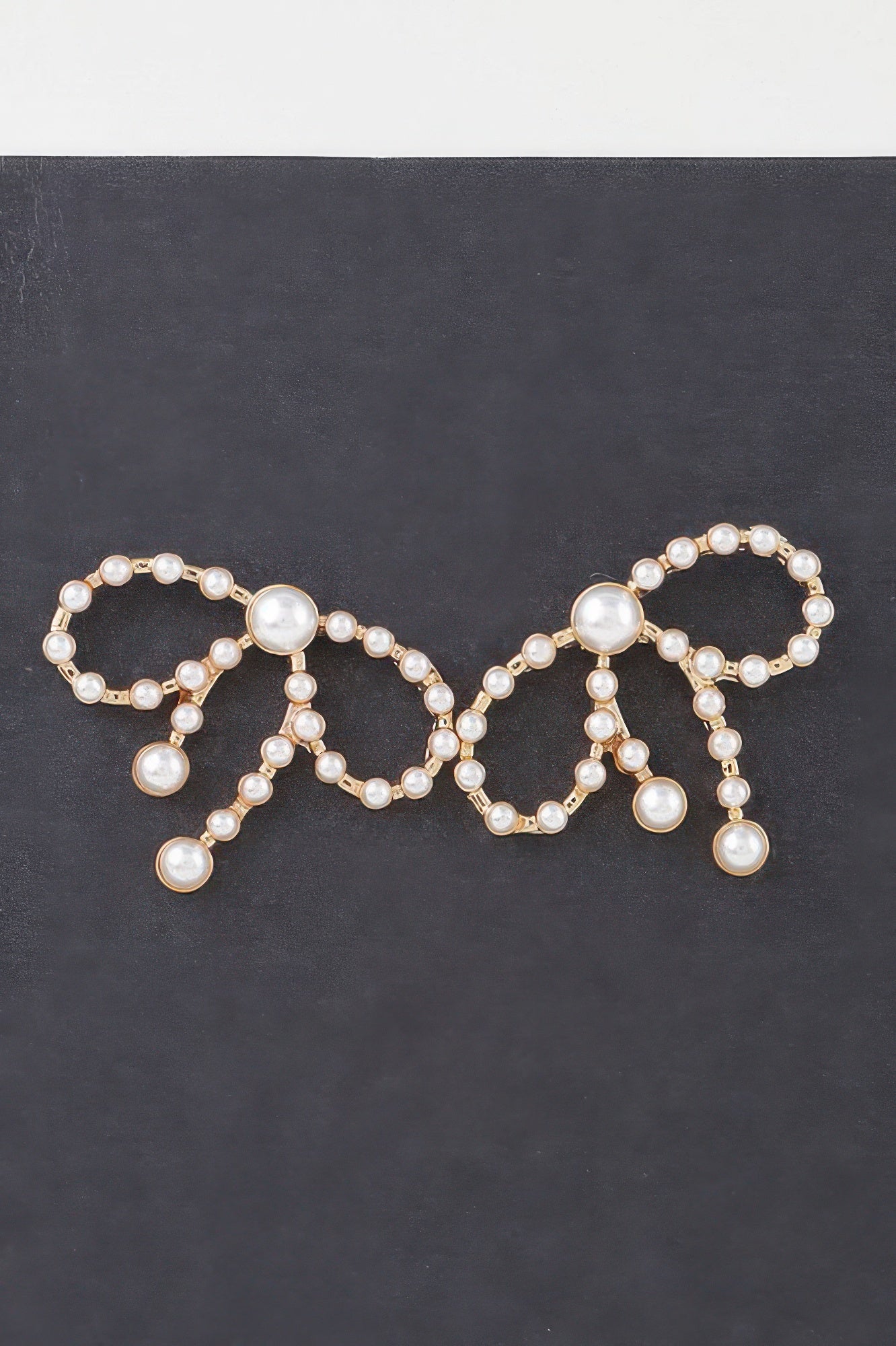 Pearled Ribbon Stud Earrings