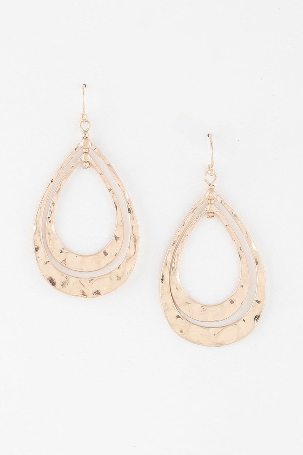Hammered Double Teardrop Earrings