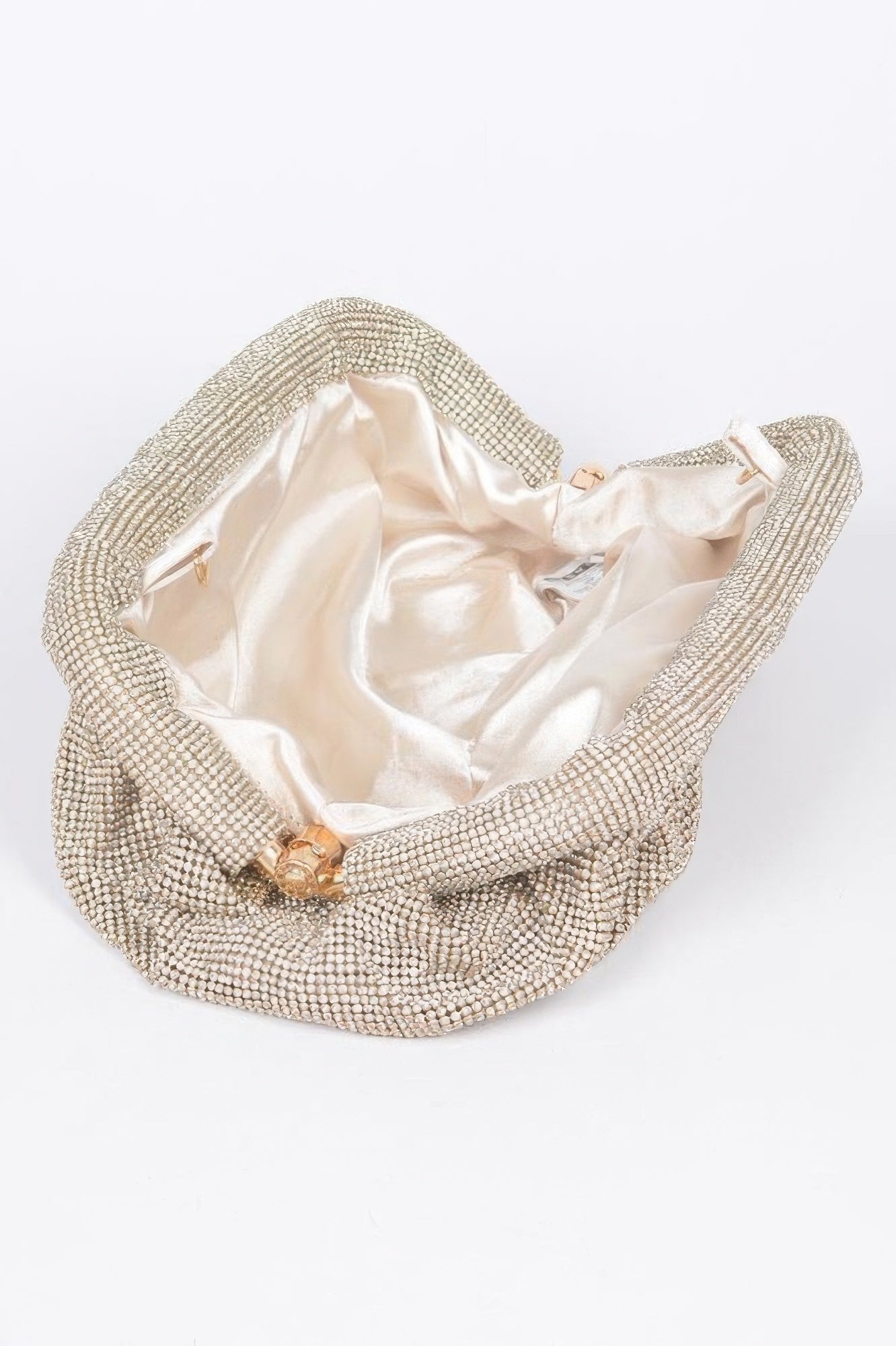 Pleated Rhinestone Party Clutch