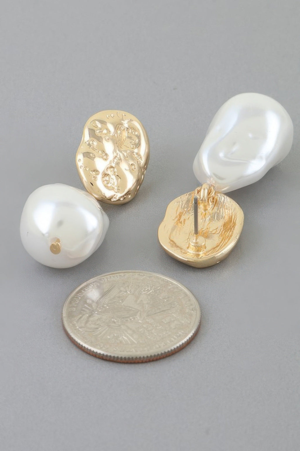 Abstract Pearl Stone Drop Earrings