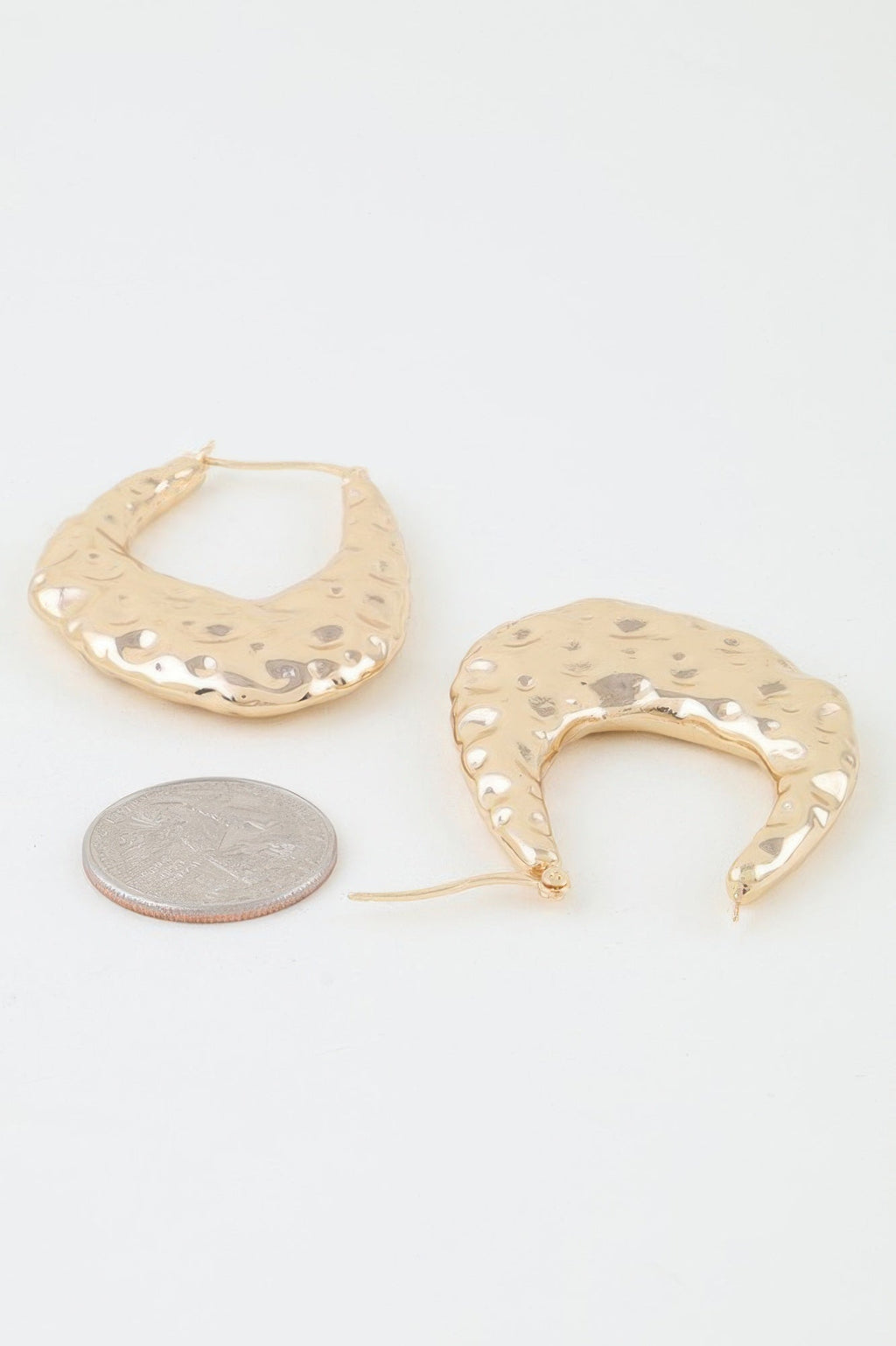 Hammered Moon Hoop Earrings