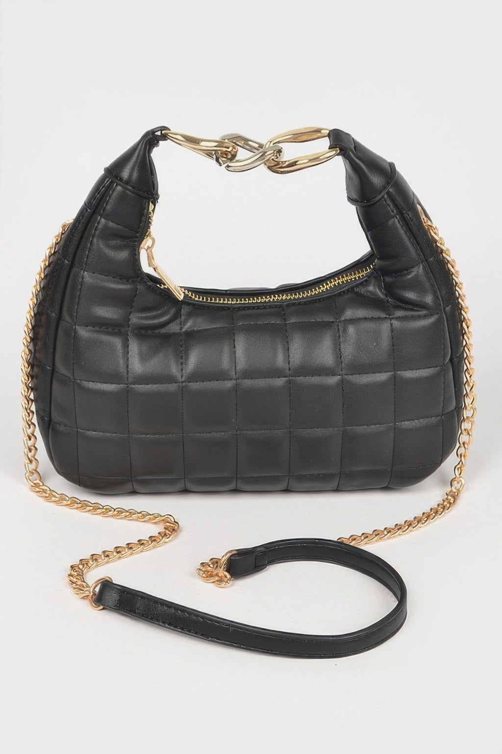 Quilted Faux Leather Hobo Bag