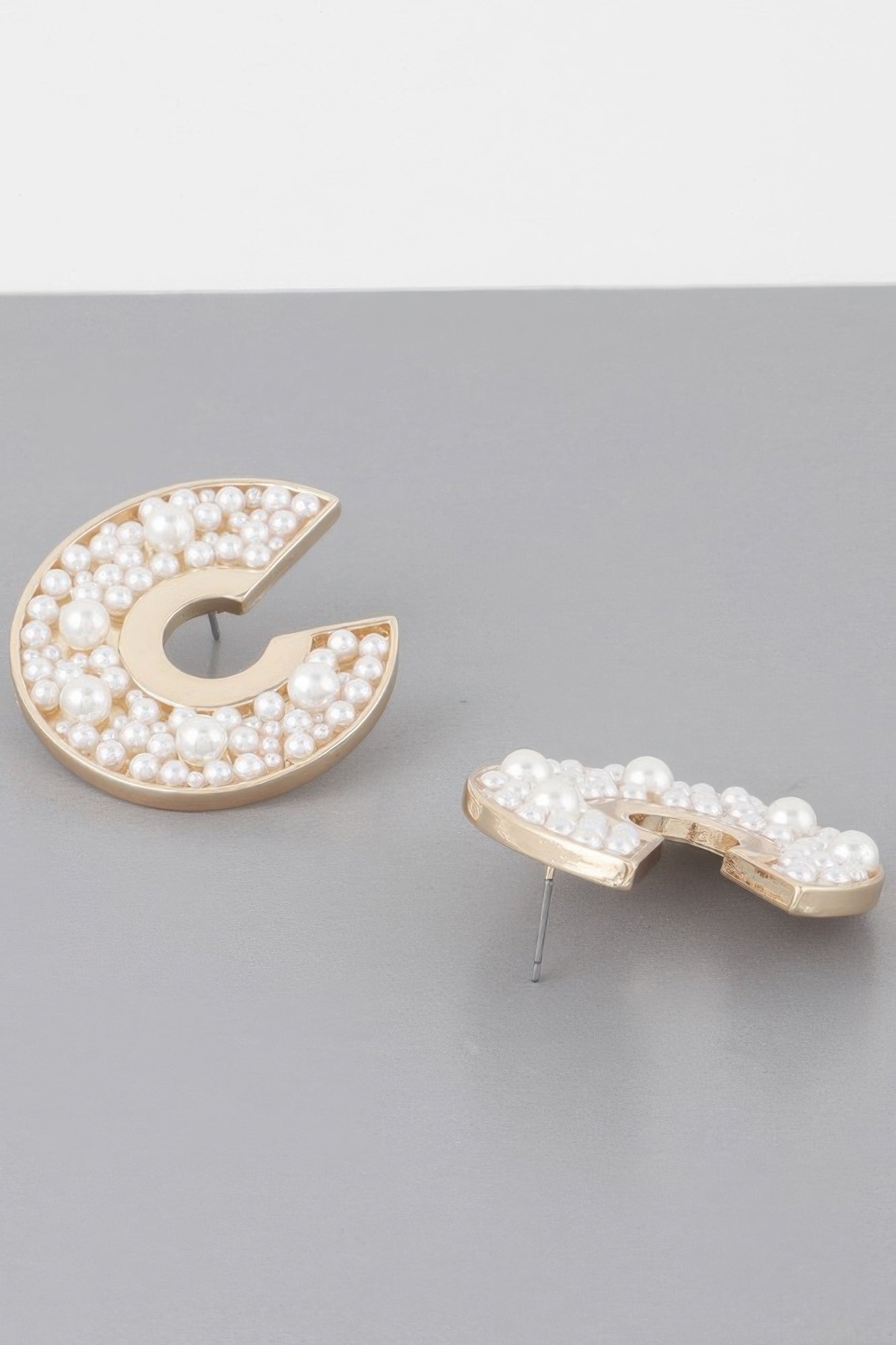 Multi Pearl Studded C Earrings