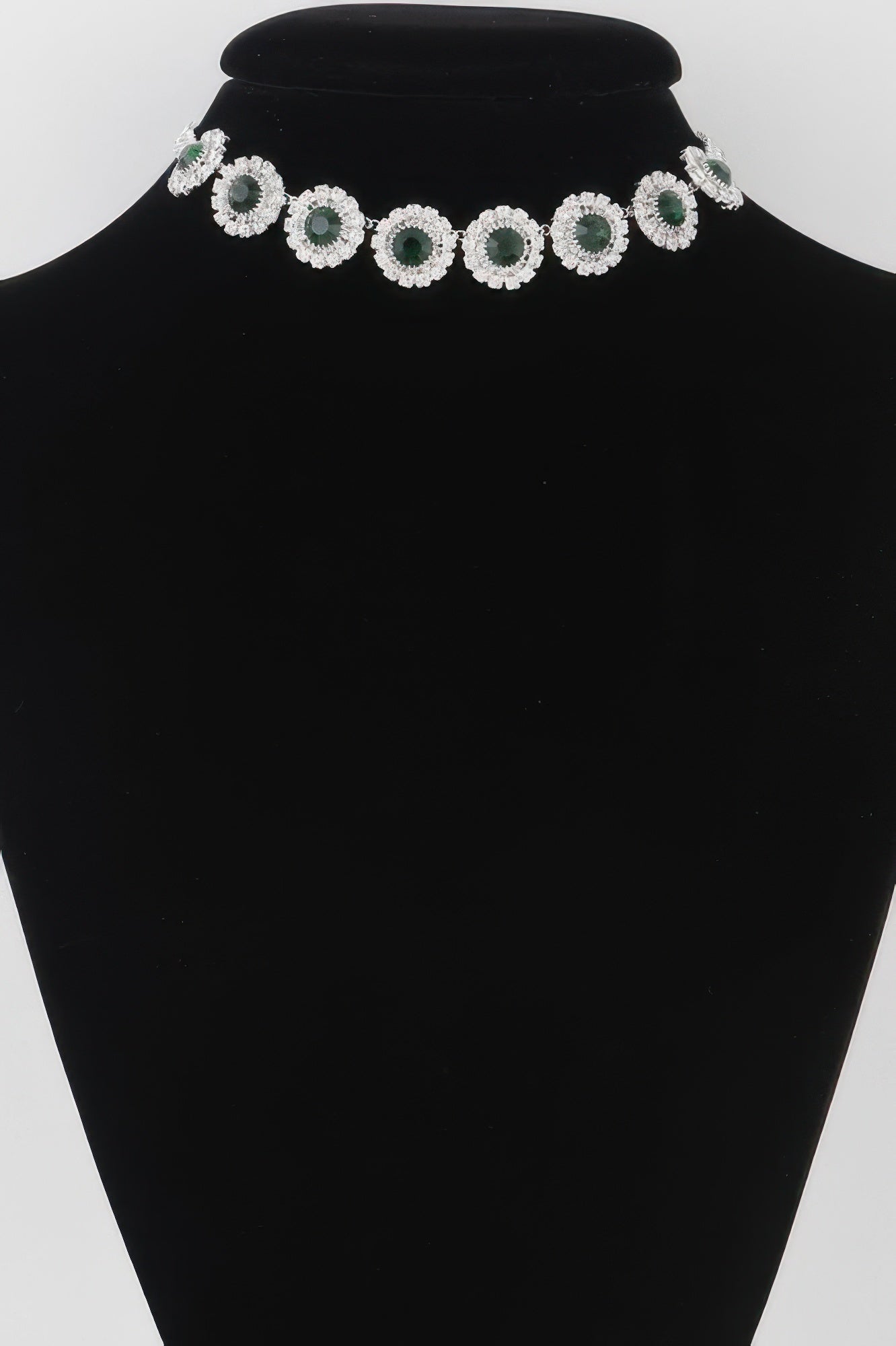 Emerald Green Rhinestone Choker Necklace