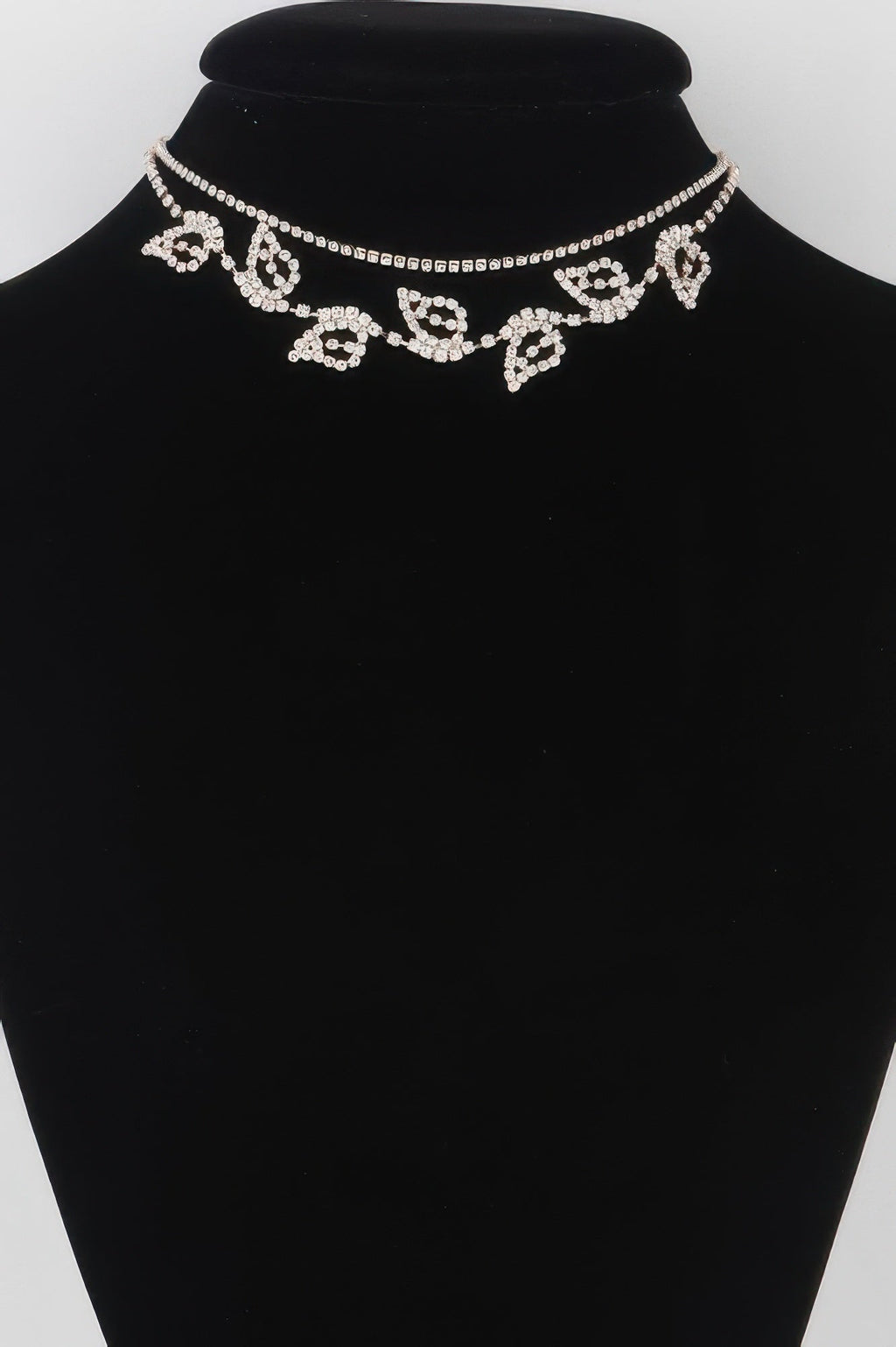 Rhinestone Leafs Choker Necklace