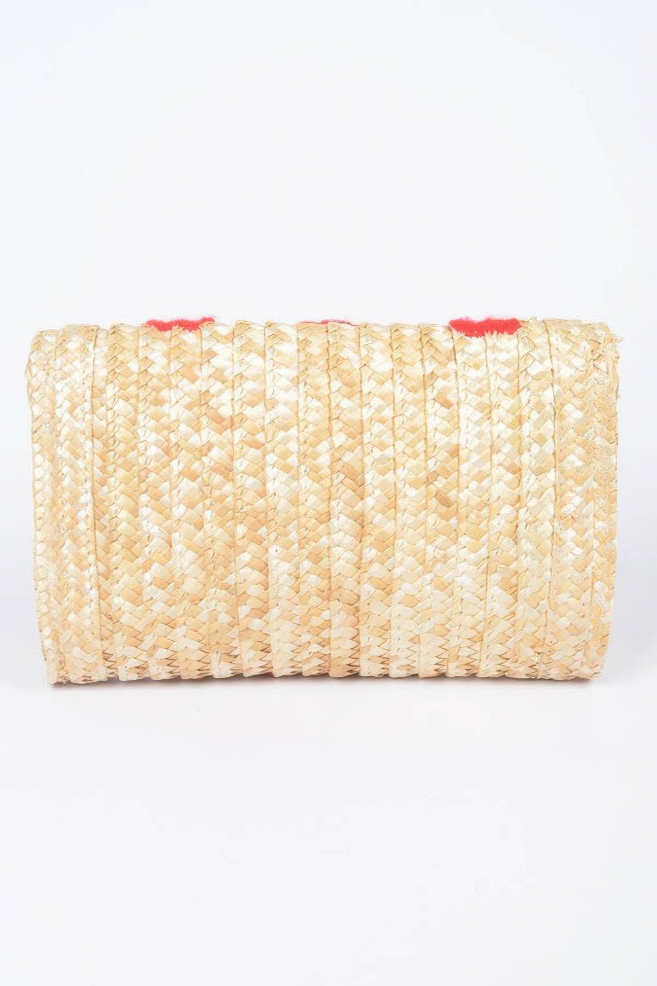 Heart Embroidery Straw Clutch