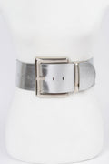 Oversized Metal Buckle Metallic Pu Waist Belt