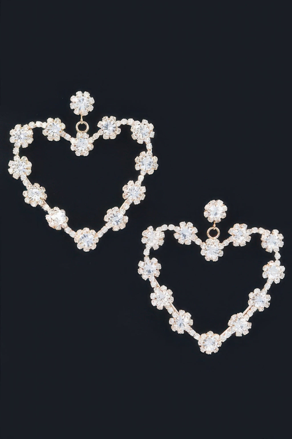 Multi Rhinestone Flower Heart Shape Earring