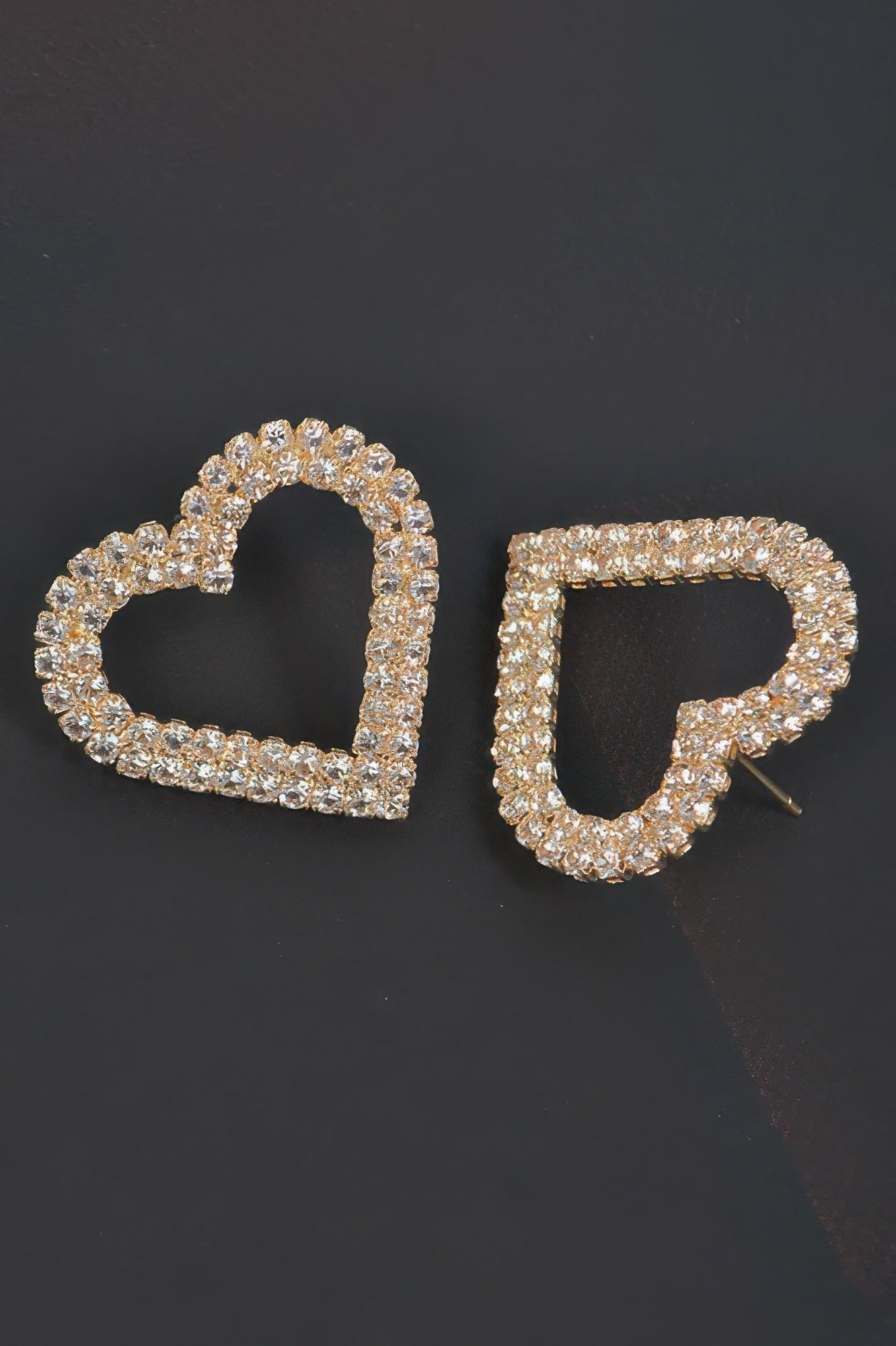 Heart Rhinestone Button Earring