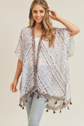 Multi Dash Pattern Tassel Kimono