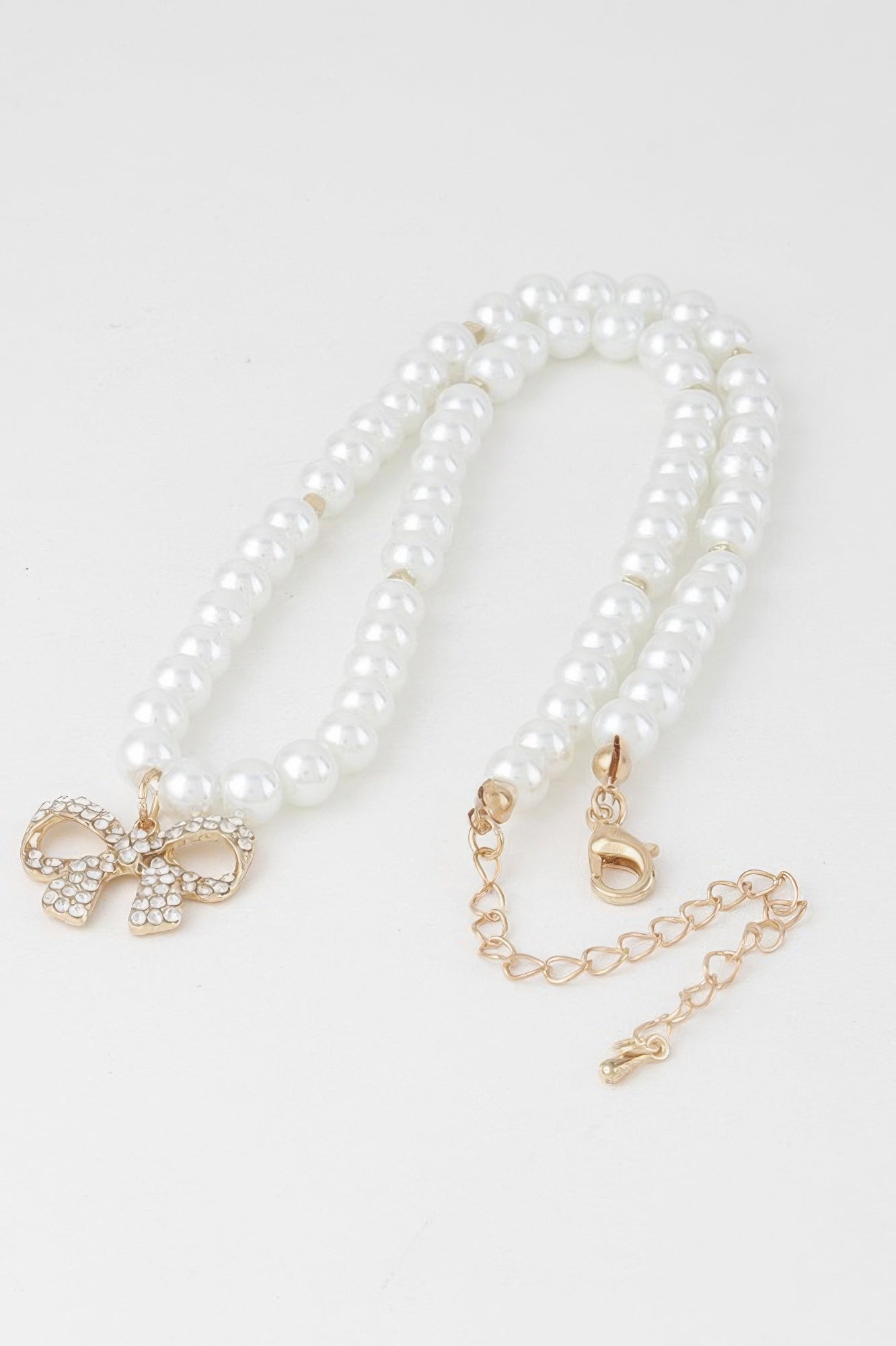 White Pearl Bow Necklace