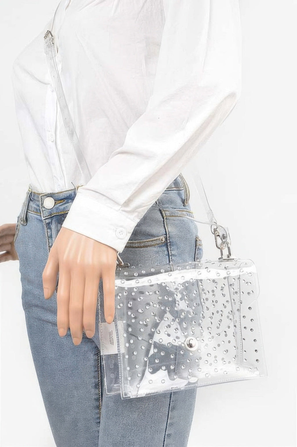 Rhinestone Hot Fix Clear Crossbody Bag