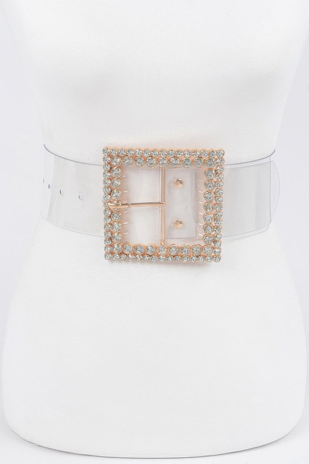 Multi Rhinestone Buckle Clear Belt