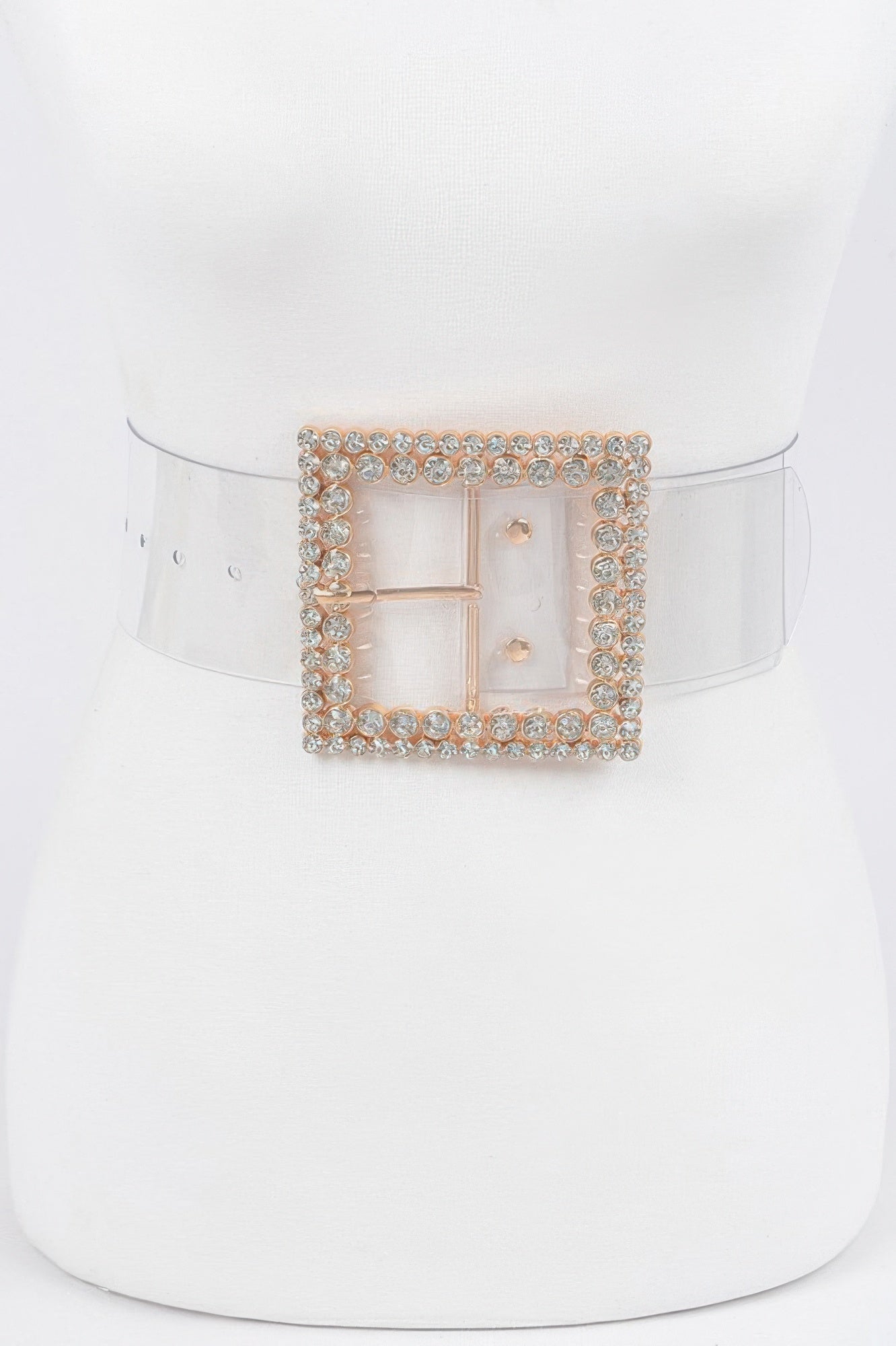 Multi Rhinestone Buckle Clear Belt