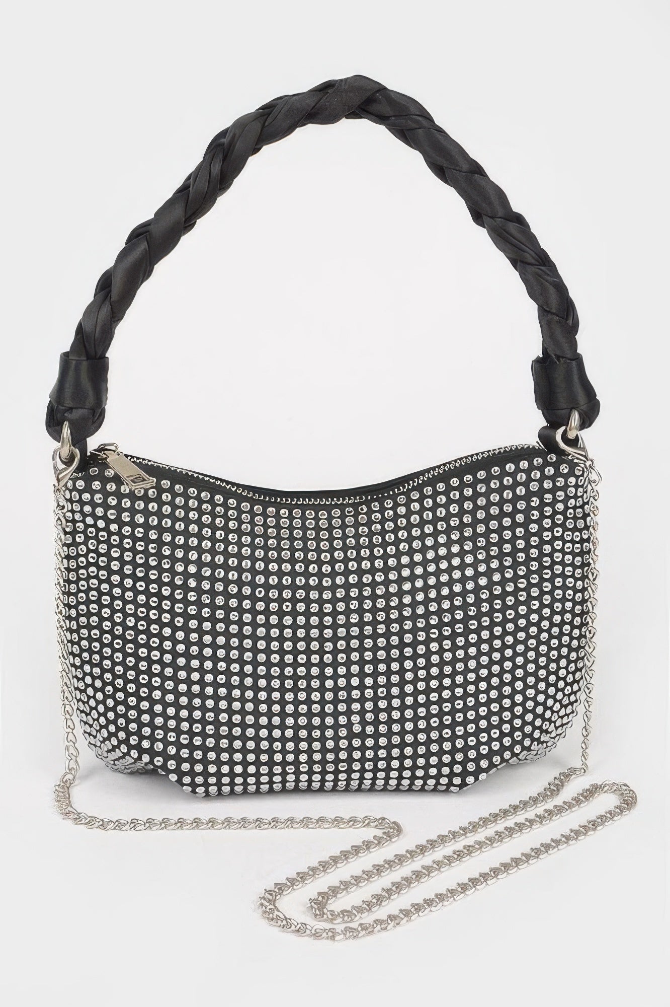 Hot Fix Stone Twisted Handle Small Hobo Bag