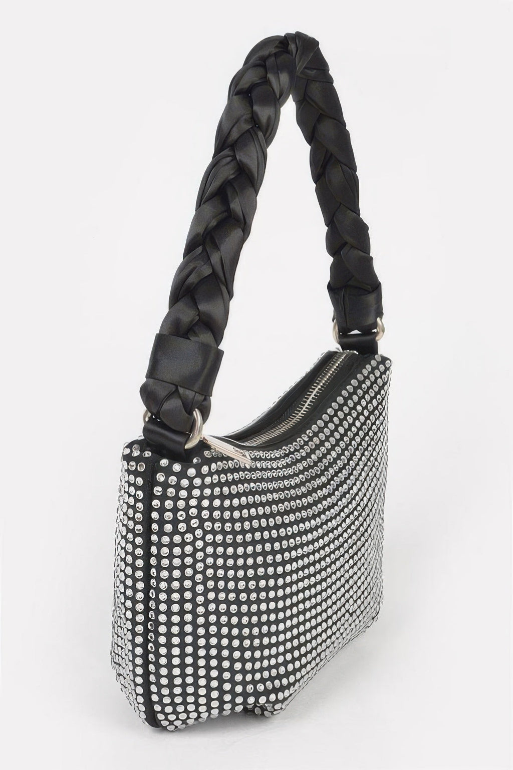 Hot Fix Stone Twisted Handle Small Hobo Bag