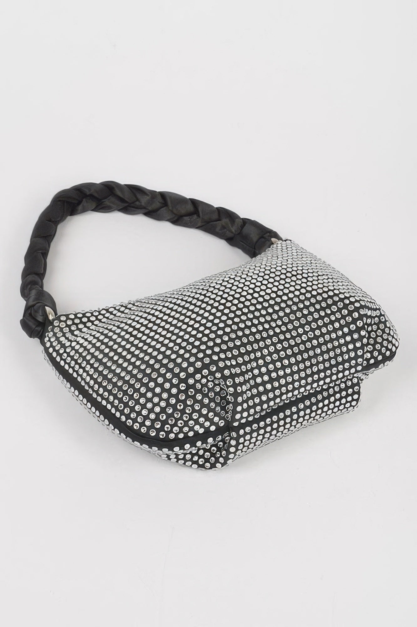 Hot Fix Stone Twisted Handle Small Hobo Bag